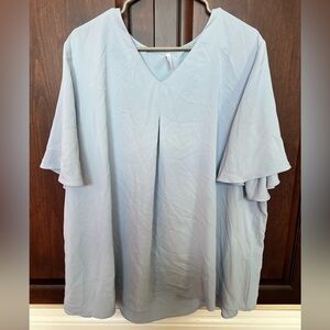 Light Blue V-Neck Blouse